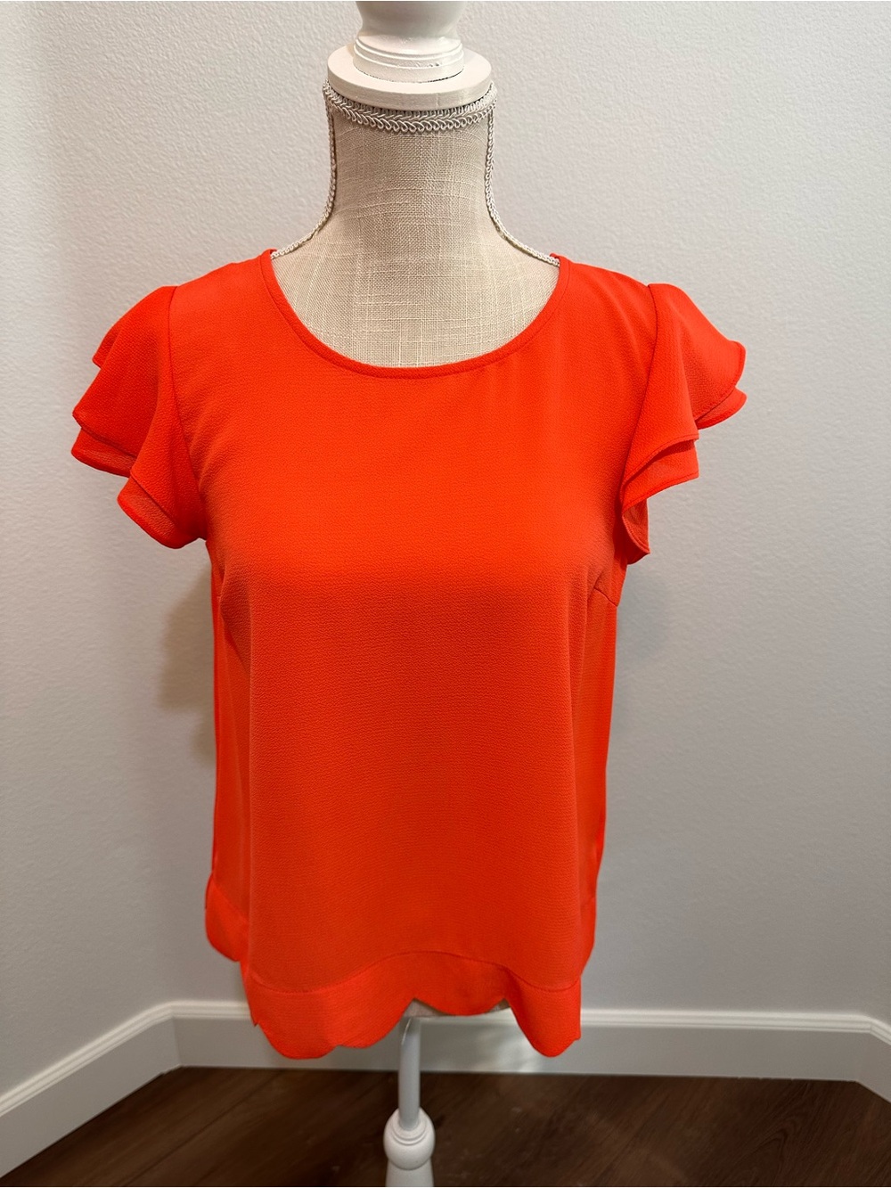mine Orange Ruffle Sleeve Blouse